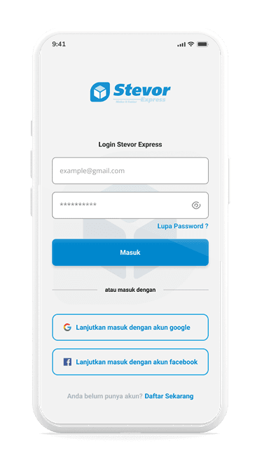 Halaman login di aplikasi stevor