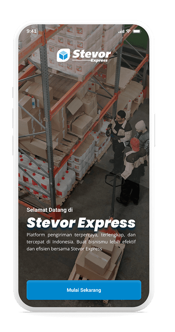 Halaman welcome di aplikasi stevor