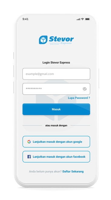 Halaman login di aplikasi stevor